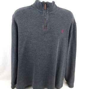 Polo Ralph Lauren 1/4 Zip Sweater Men's Size 2XL Gray Pullover with Red Pony